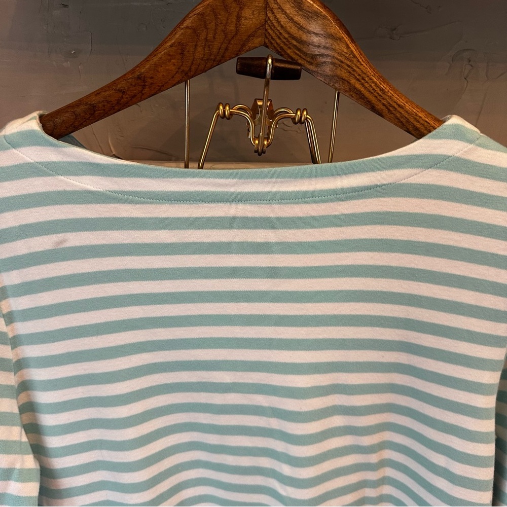 APPLESEED'S Womens Blue Stripe Seahorse‎ Graphic Top Nautical Coast Cotton sz L - Picture 6 of 10